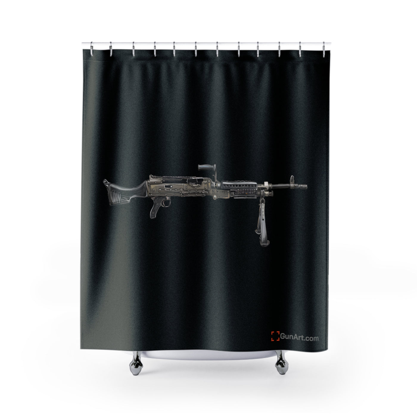 M240B - Belt Fed 7.62x51 Machine Gun Shower Curtains - Just The Piece - Black Background