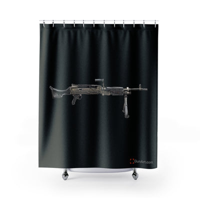 M240B - Belt Fed 7.62x51 Machine Gun Shower Curtains - Just The Piece - Black Background