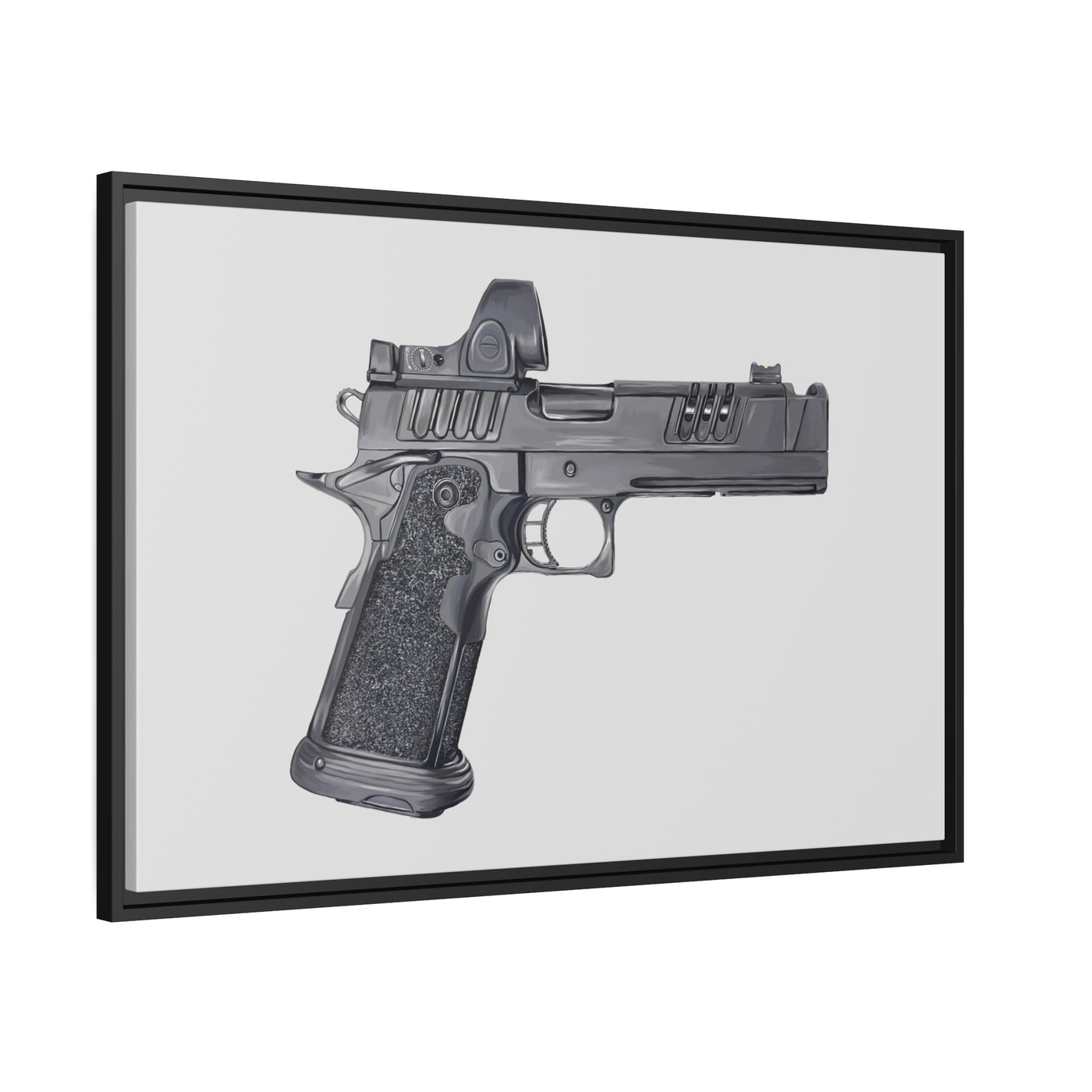 2011 Delta Pistol Painting - Just The Piece - Black Framed Wrapped Canvas - Value Collection