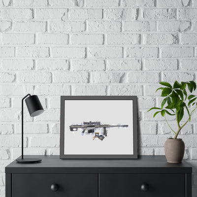 The Long-Range Legend - .50 Cal BMG Rifle Painting - Blue Accents - Black Frame - Value Collection