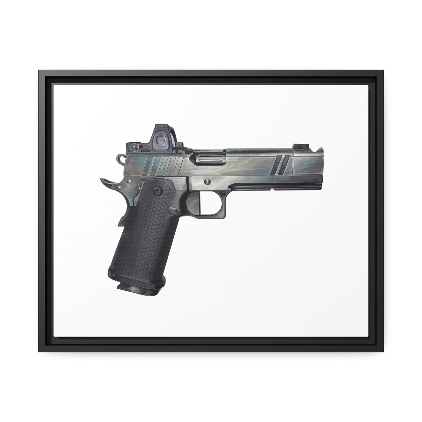 2011 Bravo - Pistol Painting - Just The Piece - Black Framed Wrapped Canvas - Value Collection