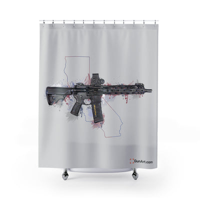 Defending Freedom - California - AR-15 State Shower Curtains - Colored State