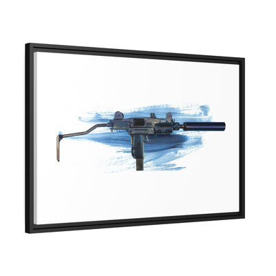 The Miniature Menace - Full Auto Subgun Painting - Black Framed Wrapped Canvas - Value Collection