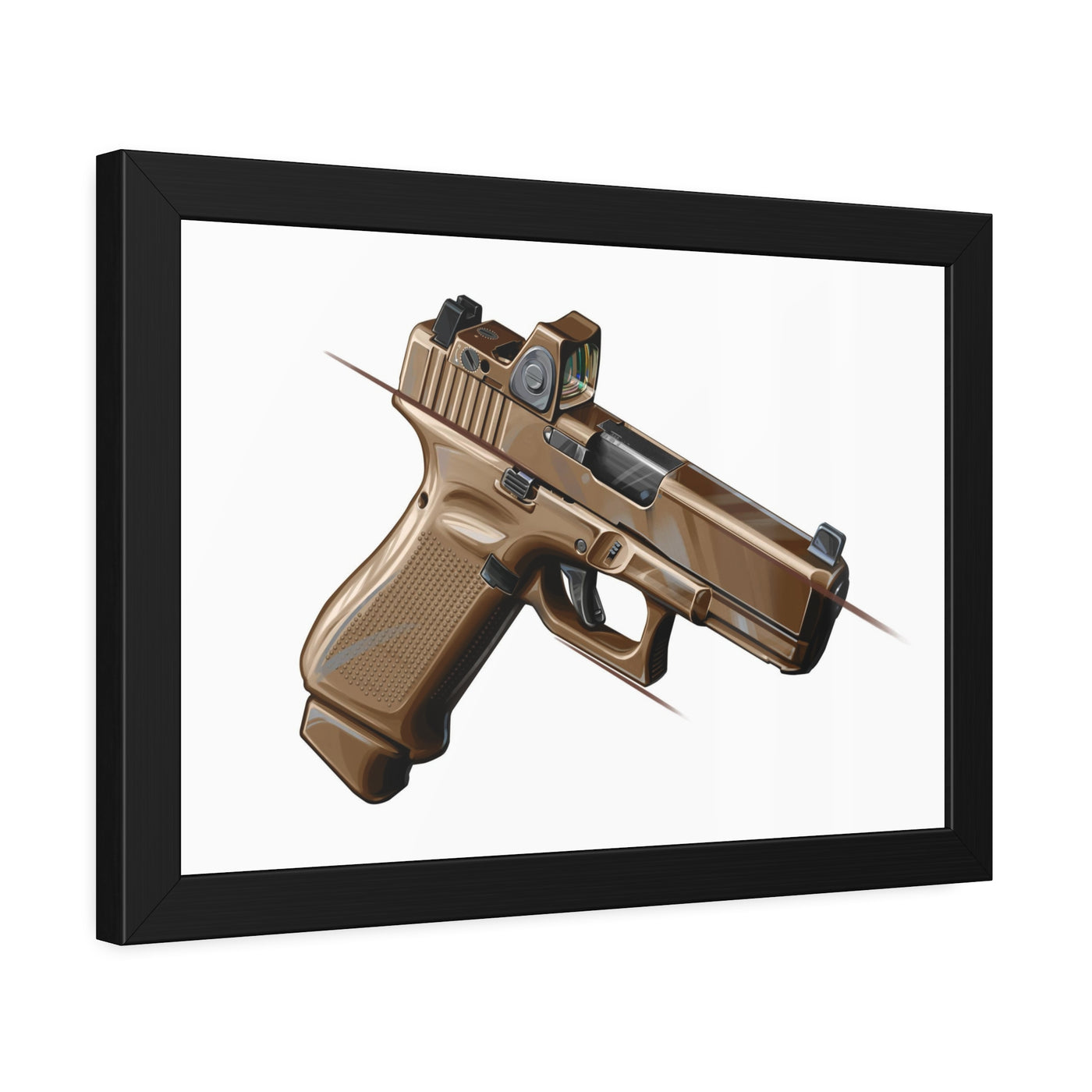 The Last Resort - OG Tan Poly Pistol Painting - Just The Piece - Black Frame - Value Collection