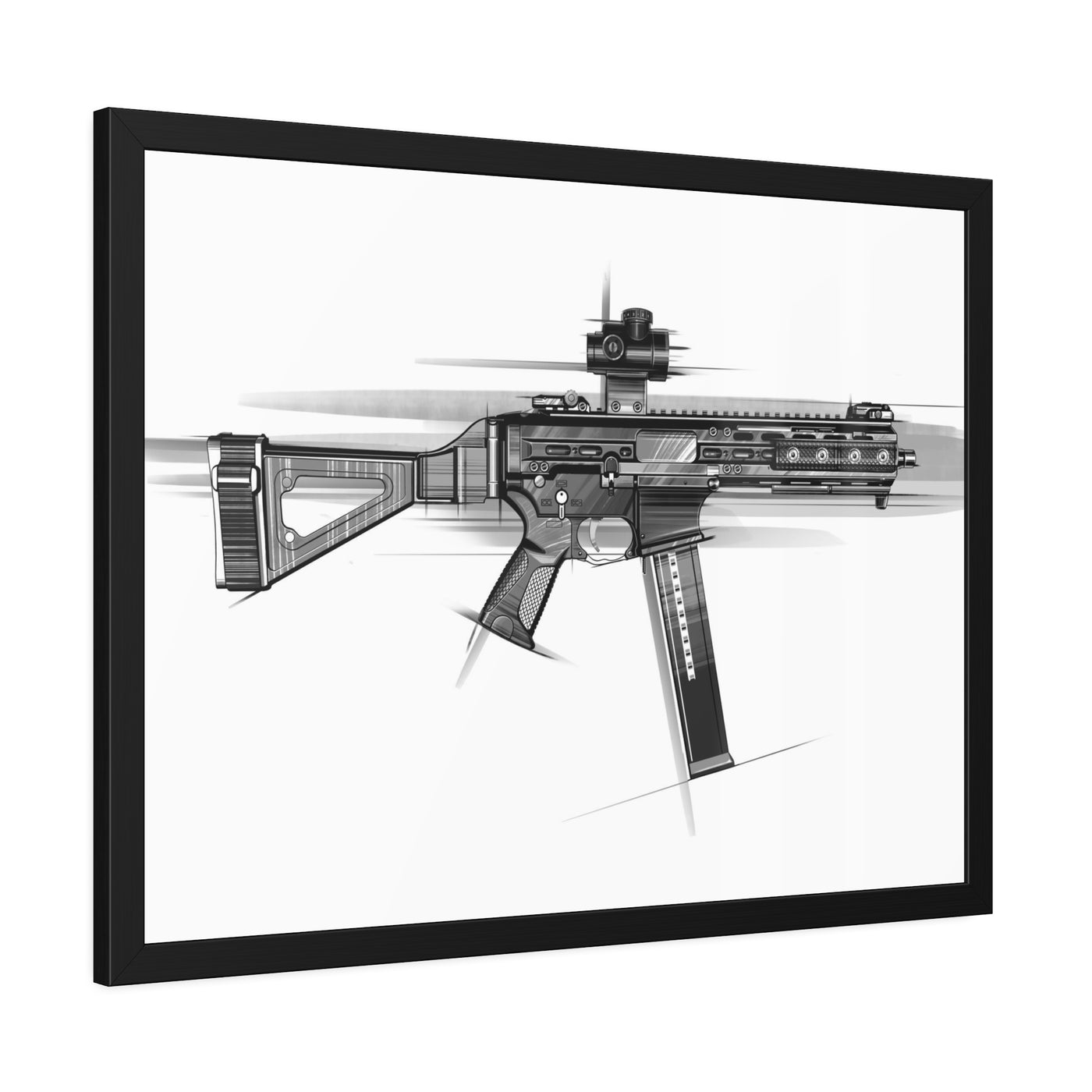 .45 Cal SMG Painting - Black Frame - Value Collection