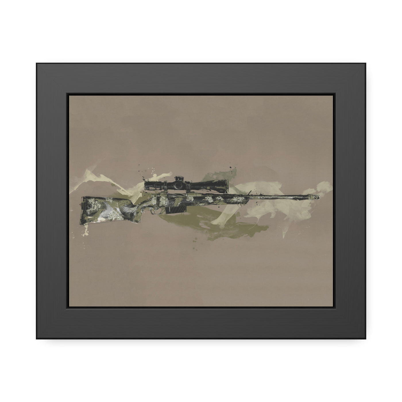 The Harvester - Long Range Hunting Rifle Painting (Minimal) - Black Frame - Value Collection