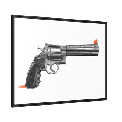 Stainless .44 Mag Revolver Painting - Just The Piece - Black Framed Wrapped Canvas - Value Collection