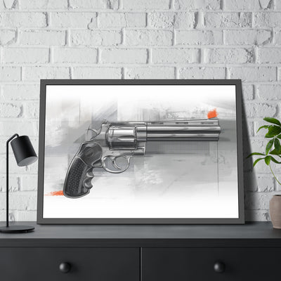 Stainless .44 Mag Revolver Painting - Black Frame - Value Collection