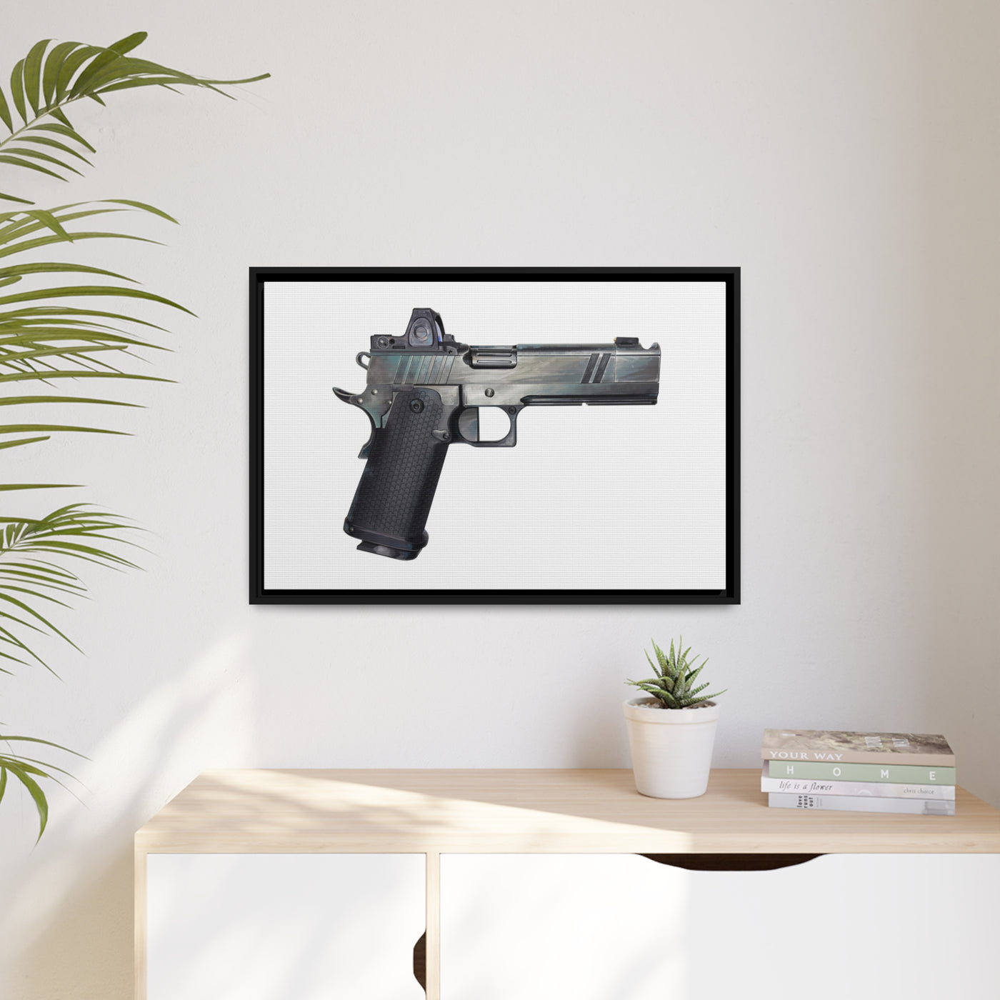 2011 Bravo - Pistol Painting - Just The Piece - Black Framed Wrapped Canvas - Value Collection