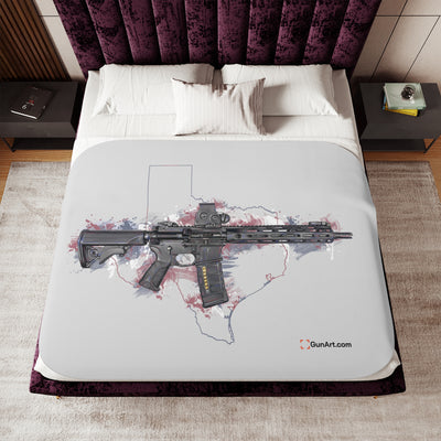 Defending Freedom - Texas - AR-15 State Sherpa Blanket - Colored State