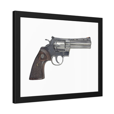 Wood & Stainless .357 Magnum Revolver Painting - Just The Piece - Black Frame - Value Collection