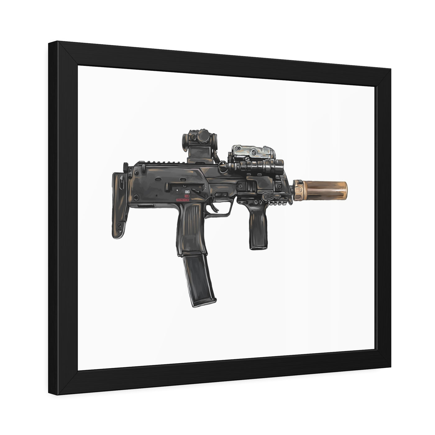 German 4.6x30mm Sub Machine Gun Painting - Just The Piece - Black Frame - Value Collection