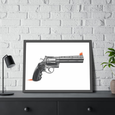 Stainless .44 Mag Revolver Painting - Just The Piece - Black Frame - Value Collection