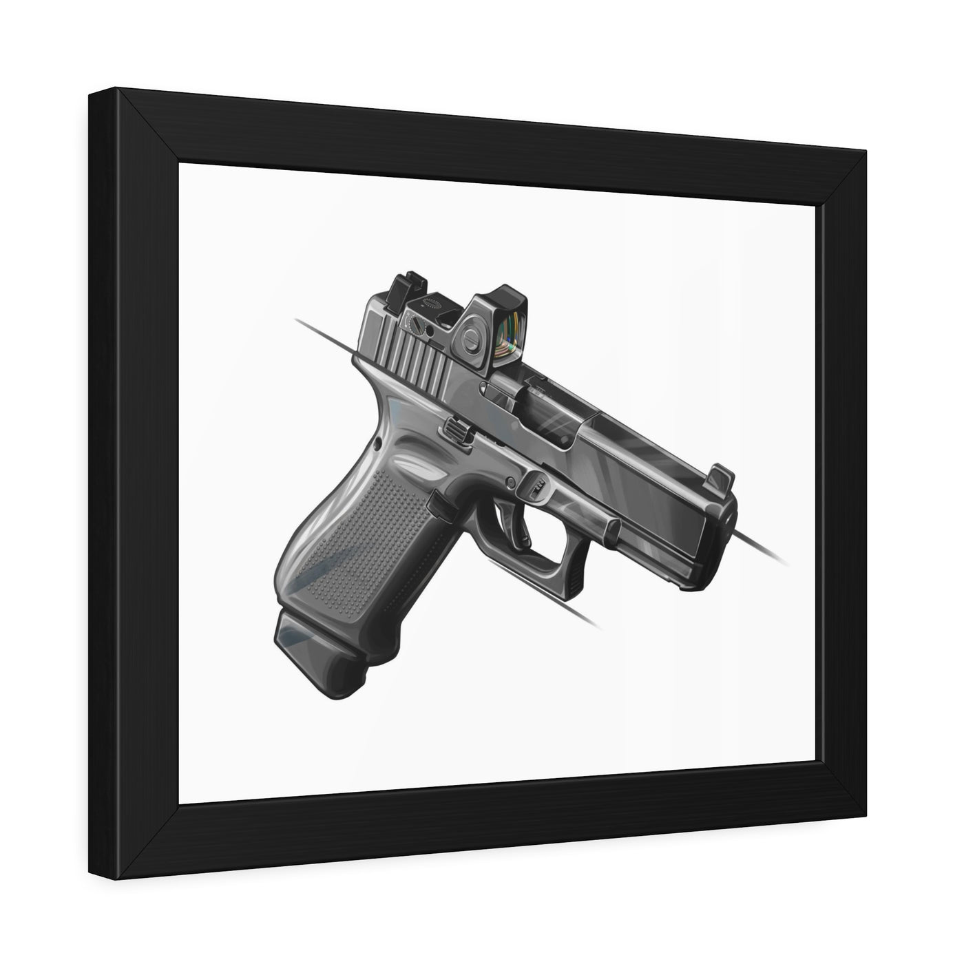 The Last Resort - OG Grey Poly Pistol Painting - Just The Piece - Black Frame - Value Collection