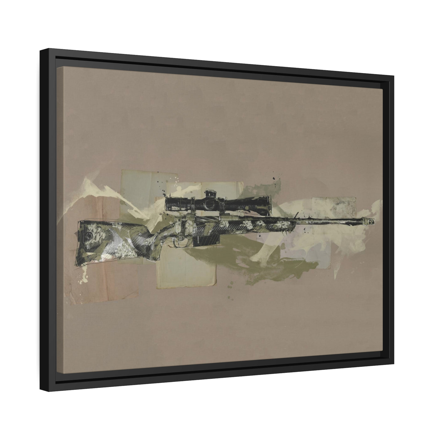 The Harvester - Long Range Hunting Rifle Painting - Black Framed Wrapped Canvas - Value Collection