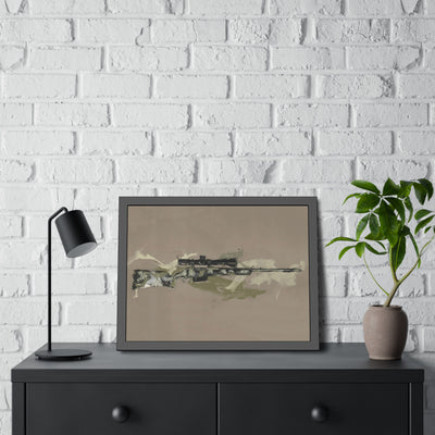 The Harvester - Long Range Hunting Rifle Painting (Minimal) - Black Frame - Value Collection