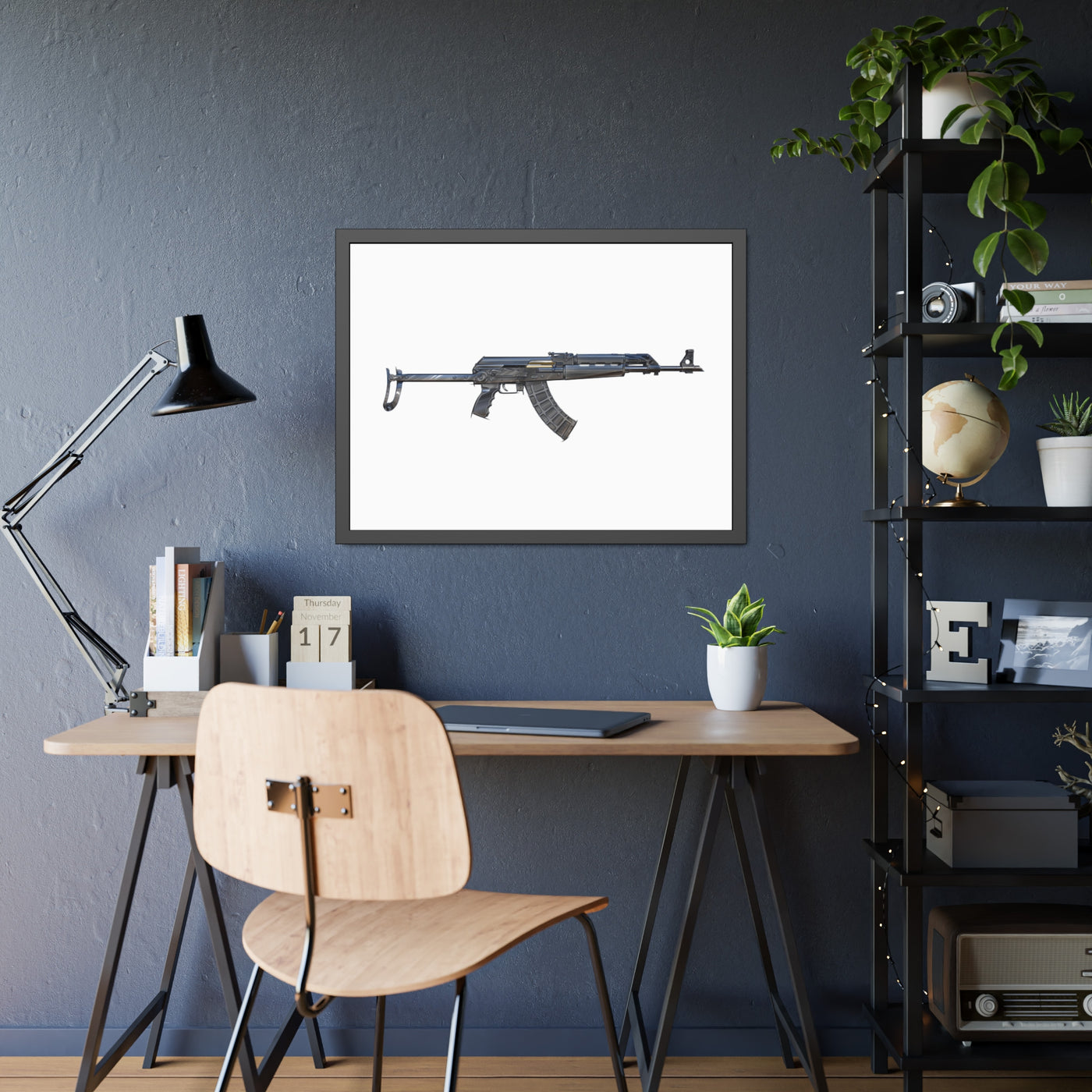 The Paratrooper AK-47 Painting - Just The Piece - Black Frame - Value Line