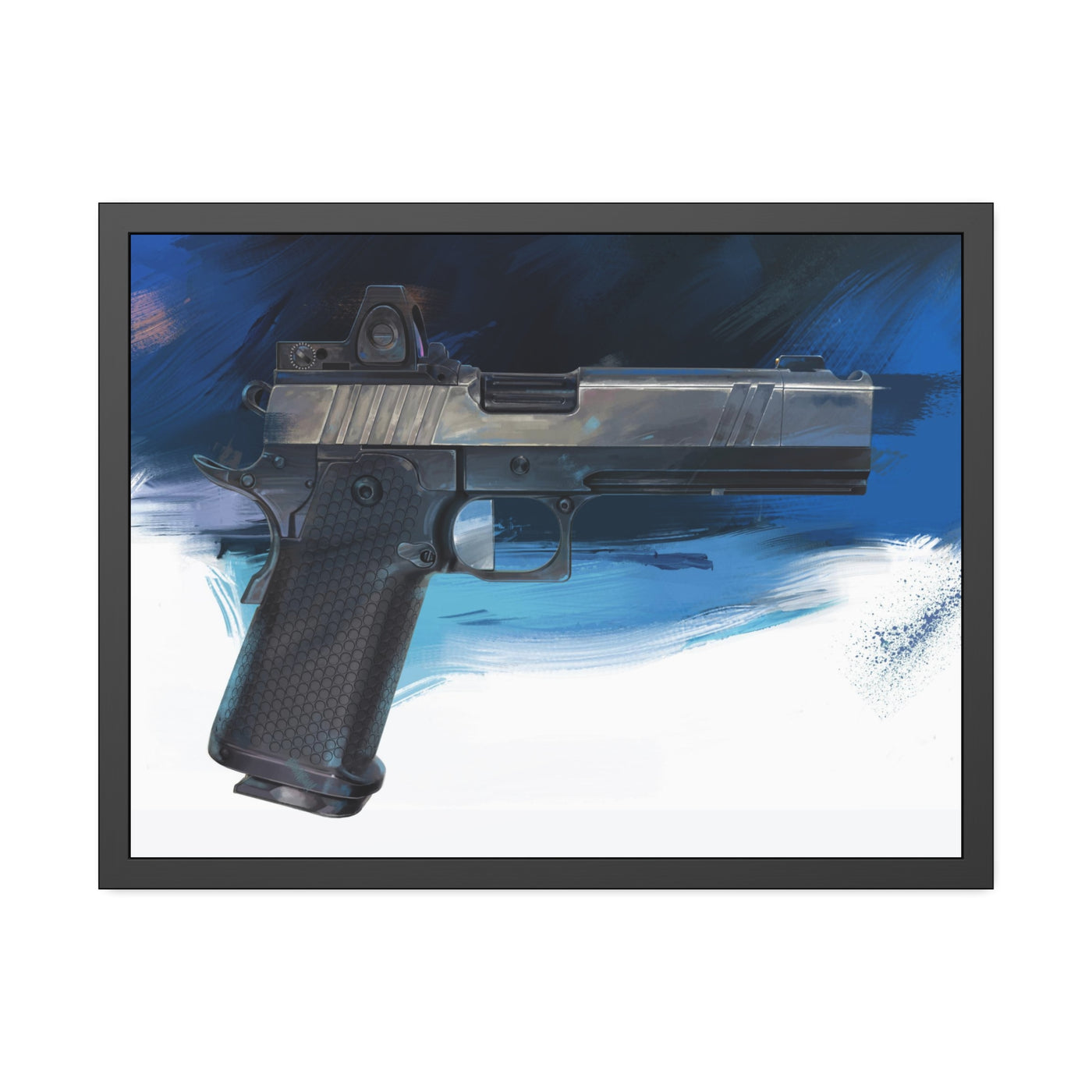 2011 Charlie - Pistol Painting - Dark Blue Background - Black Frame - Value Collection