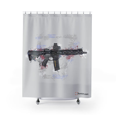 Defending Freedom - Arkansas - AR-15 State Shower Curtains - White State