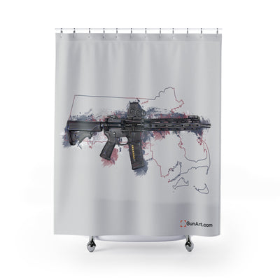 Defending Freedom - Massachussetts - AR-15 State Shower Curtains - Colored State