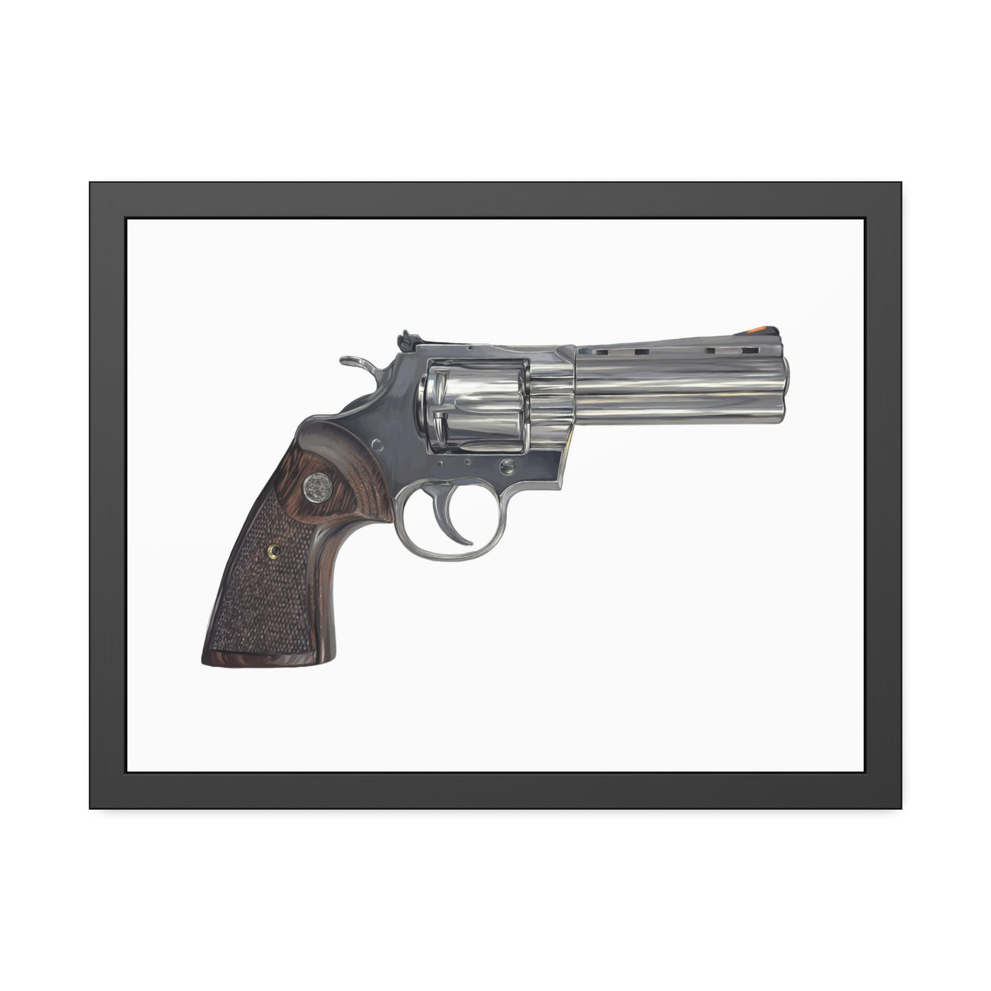 Wood & Stainless .357 Magnum Revolver Painting - Just The Piece - Black Frame - Value Collection