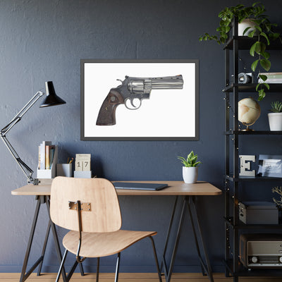 Wood & Stainless .357 Magnum Revolver Painting - Just The Piece - Black Frame - Value Collection