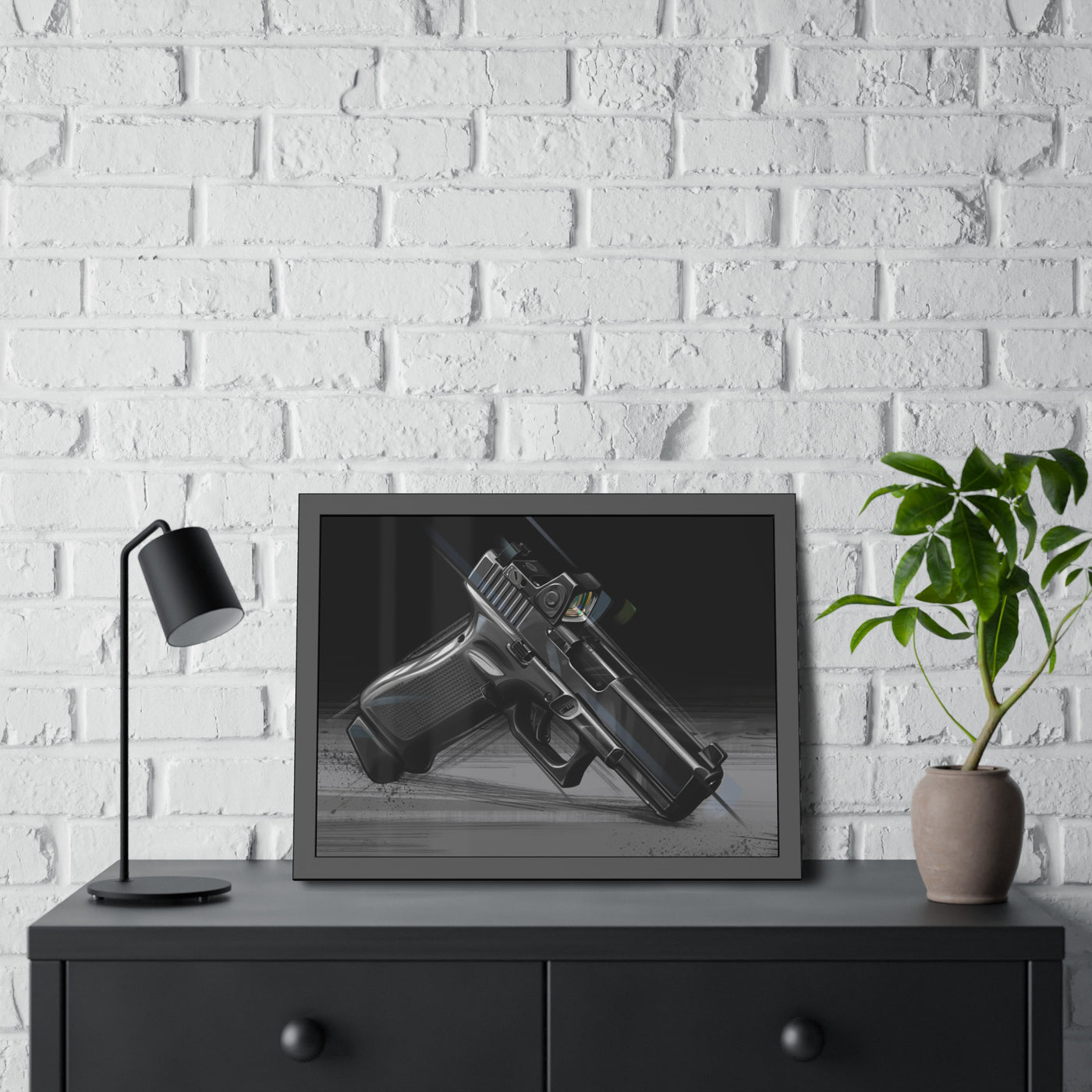 The Last Resort - OG Black Poly Pistol Painting - Black Frame - Value Collection