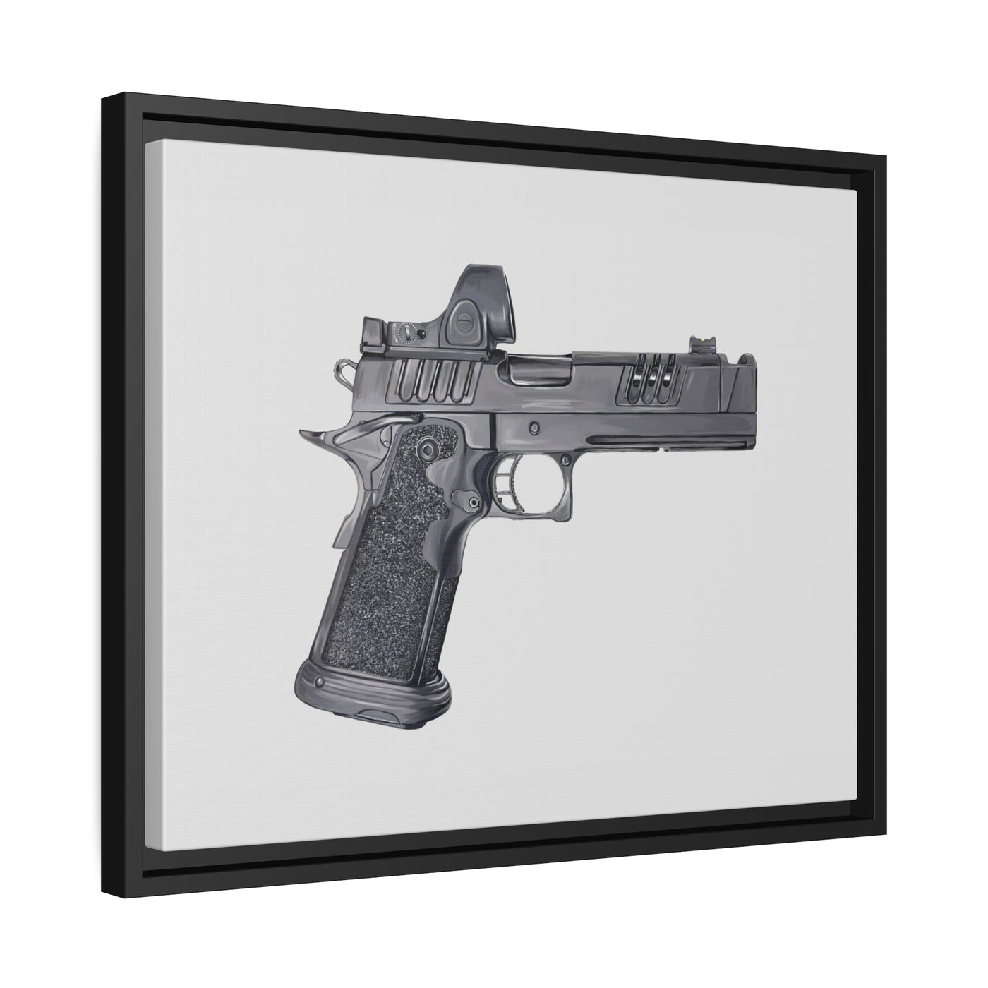 2011 Delta Pistol Painting - Just The Piece - Black Framed Wrapped Canvas - Value Collection