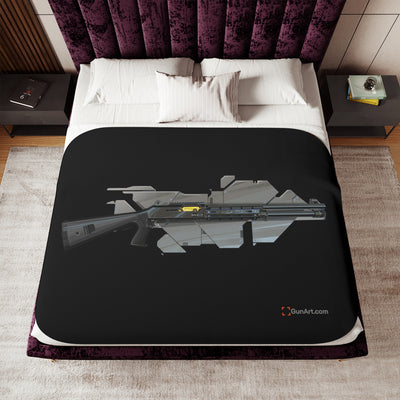 Special Ops Shotgun 12 Gauge Sherpa Blanket - Black Background