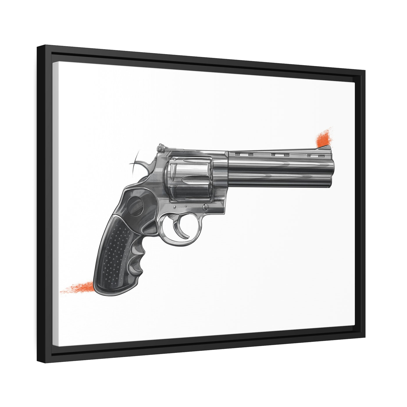 Stainless .44 Mag Revolver Painting - Just The Piece - Black Framed Wrapped Canvas - Value Collection