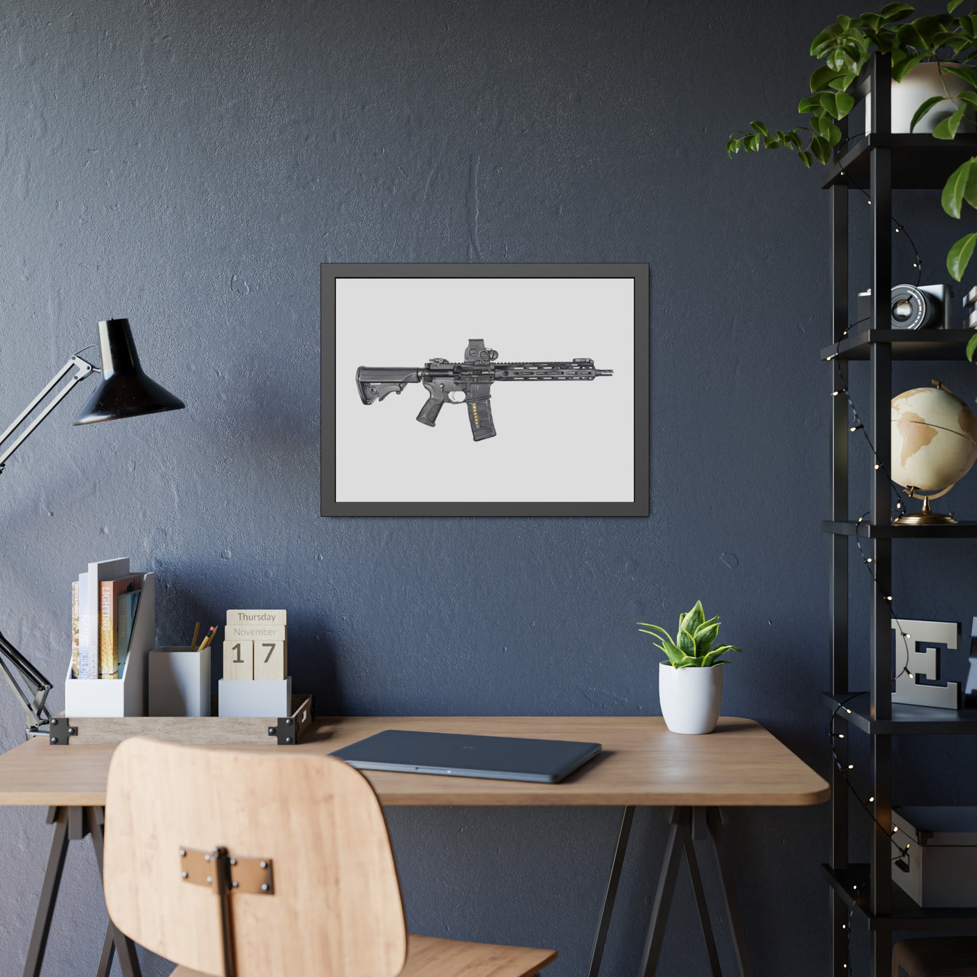 Defending Freedom - AR-15 State Painting - Just The Piece - Black Frame - Value Collection