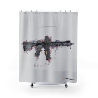 Defending Freedom - Indiana - AR-15 State Shower Curtains - Colored State