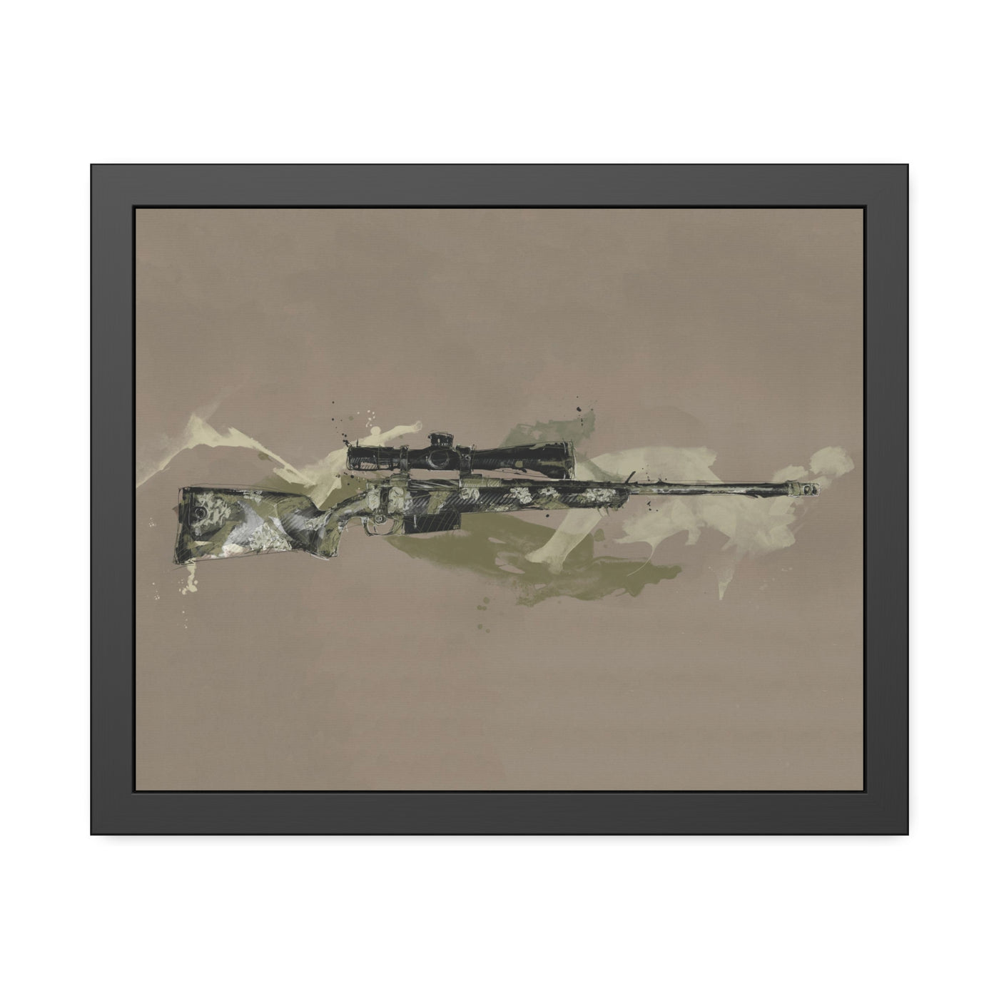 The Harvester - Long Range Hunting Rifle Painting (Minimal) - Black Frame - Value Collection