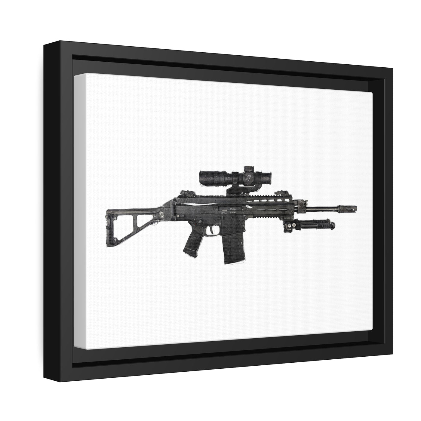 The Urban Sniper Painting - Just The Piece - Black Framed Wrapped Canvas - Value Collection