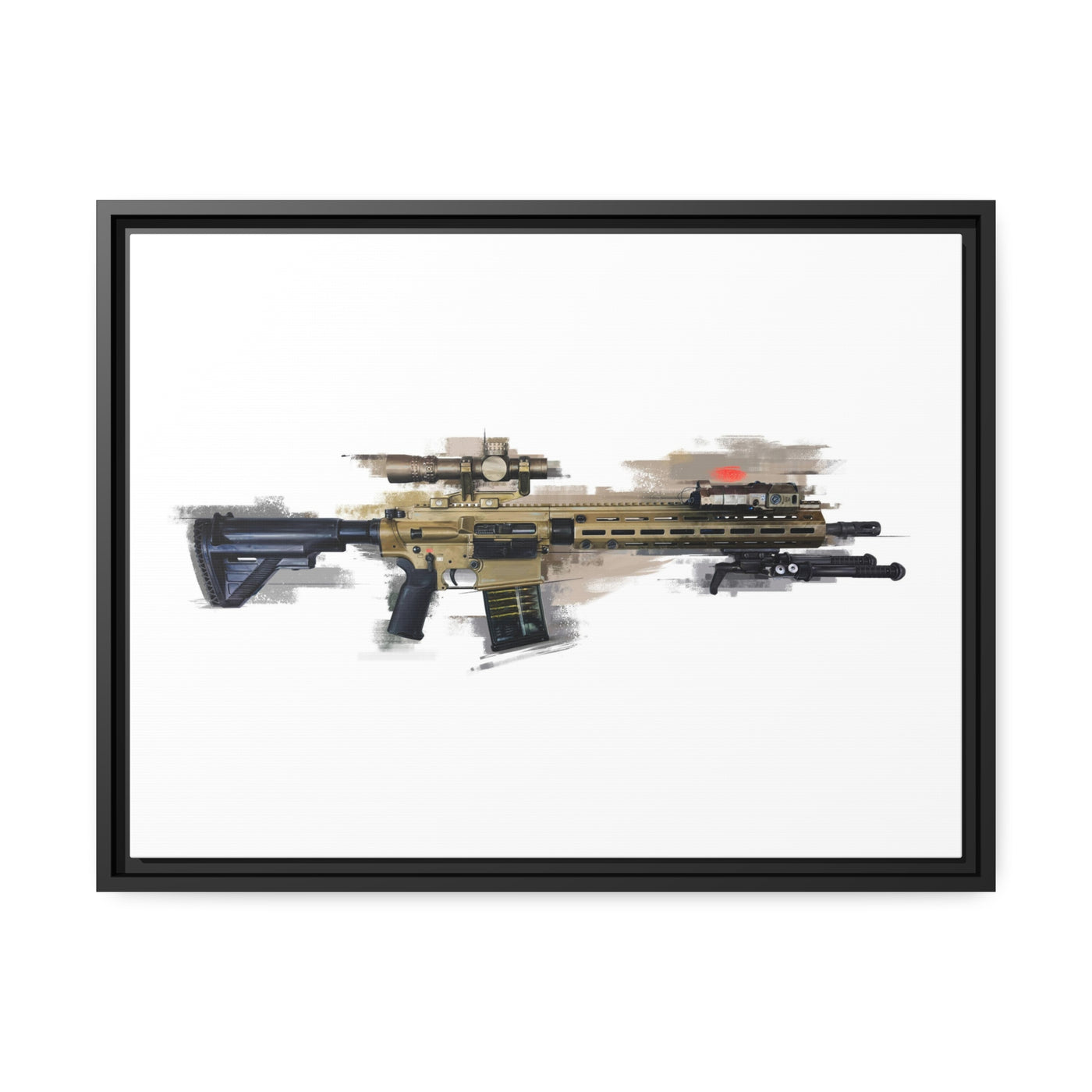 German 7.62x51mm AR10 Battle Rifle Painting - Black Framed Wrapped Canvas - Value Collection