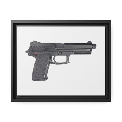 Tactical .45 ACP Poly Pistol Painting - Just The Piece - Black Framed Wrapped Canvas - Value Collection
