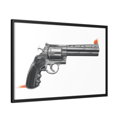 Stainless .44 Mag Revolver Painting - Just The Piece - Black Framed Wrapped Canvas - Value Collection