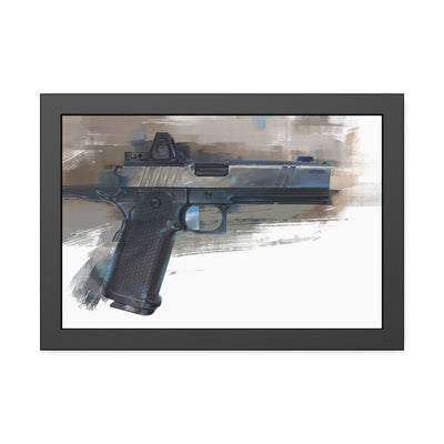 2011 Charlie - Pistol Painting - Brown Background - Black Frame - Value Collection