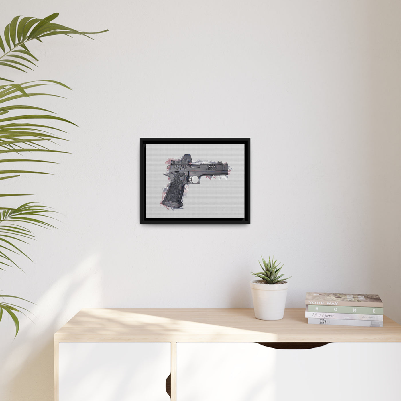 2011 Delta Pistol Painting - Black Framed Wrapped Canvas - Value Collection