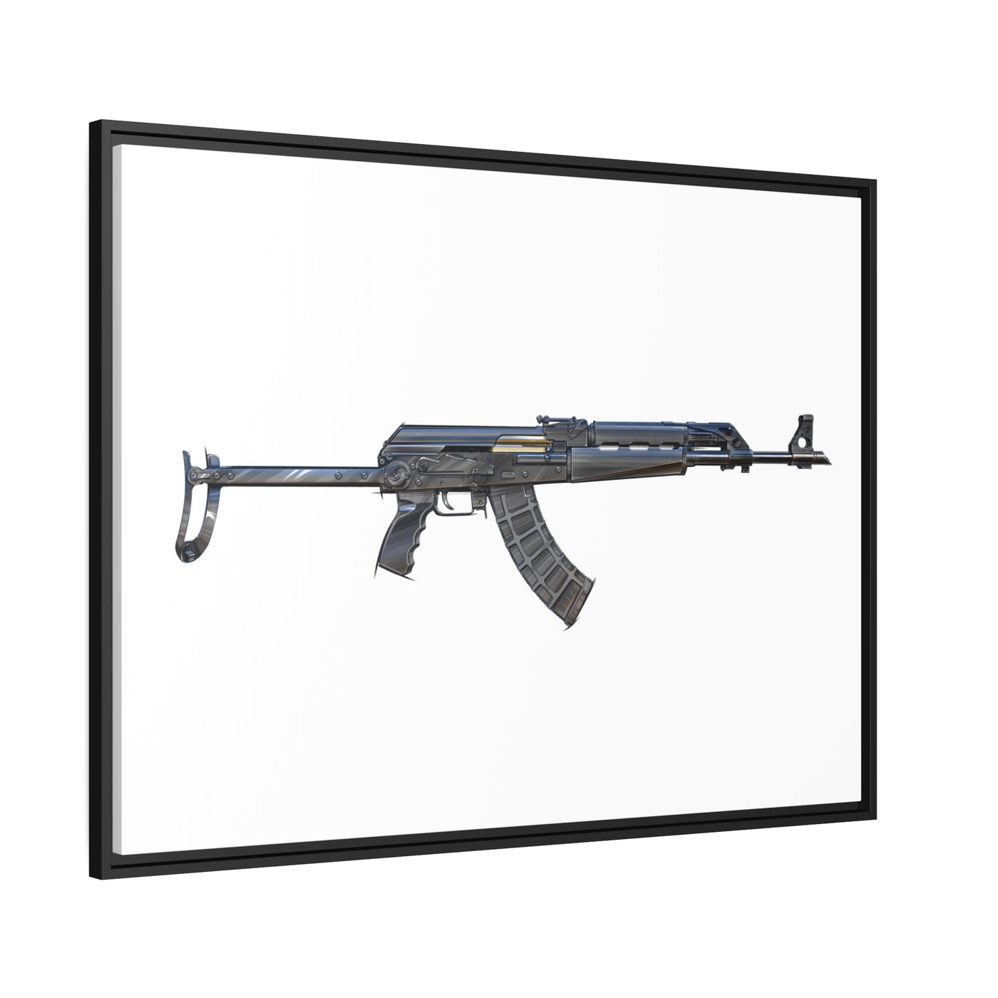 The Paratrooper AK-47 Painting - Just The Piece - Black Framed Wrapped Canvas - Value Collection