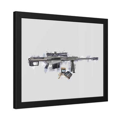 The Long-Range Legend - .50 Cal BMG Rifle Painting - Blue Accents - Black Frame - Value Collection