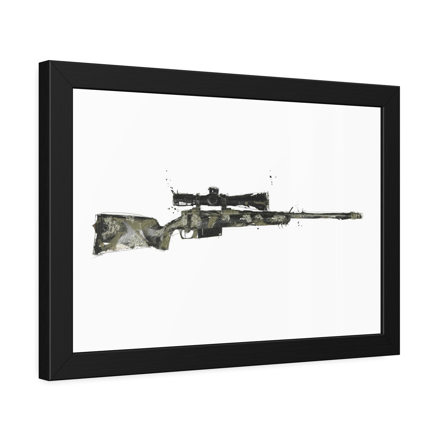 The Harvester - Long Range Hunting Rifle Painting - Just The Piece - Black Frame - Value Collection