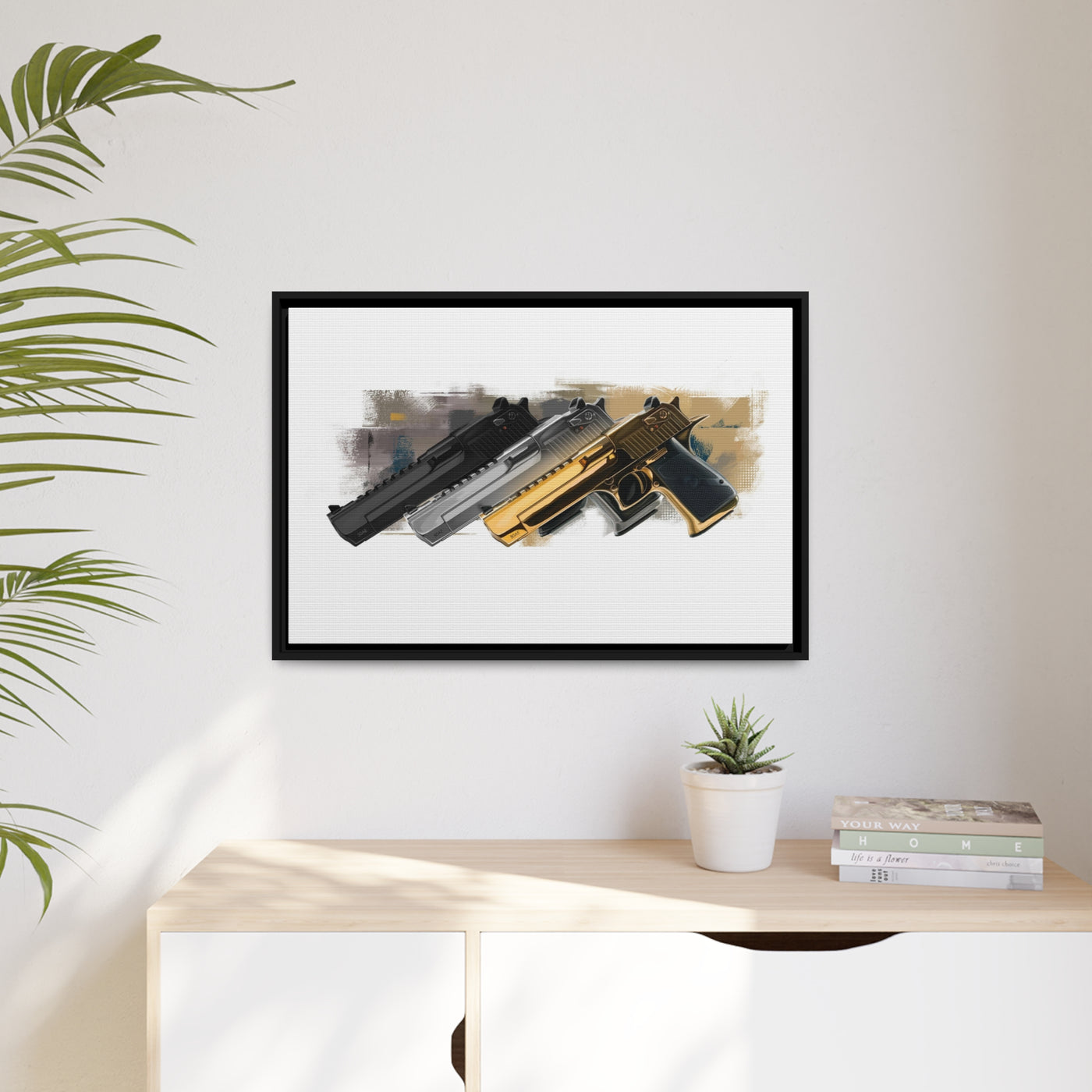 Super Power Pistol Trio - Black Framed Wrapped Canvas - Value Collection