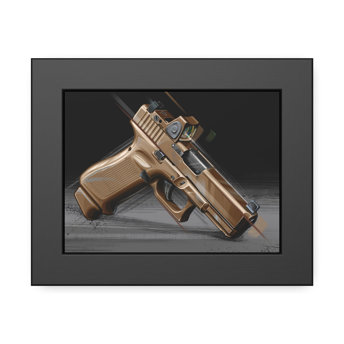 The Last Resort - OG Tan Poly Pistol Painting - Black Frame - Value Collection