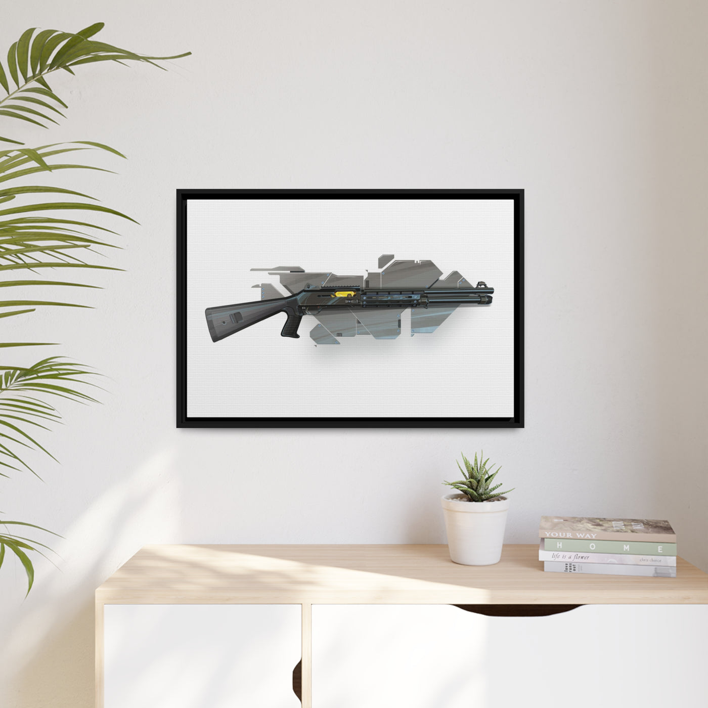 Special Ops Shotgun 12 Gauge Painting - Black Framed Wrapped Canvas - Value Collection