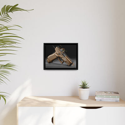 The Last Resort - OG Tan Poly Pistol Painting - Black Framed Wrapped Canvas - Value Collection