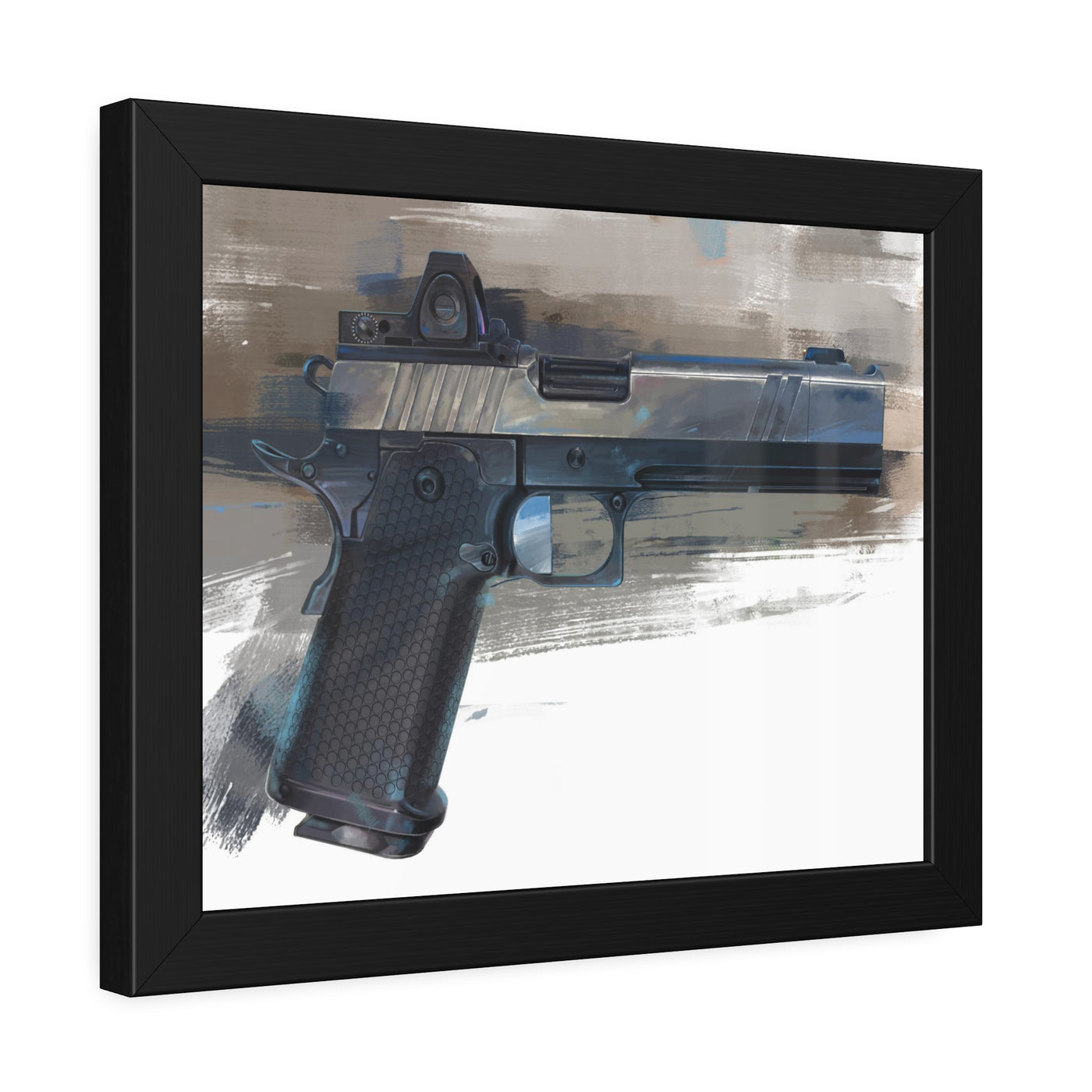 2011 Charlie - Pistol Painting - Brown Background - Black Frame - Value Collection