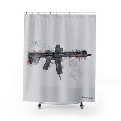 Defending Freedom - Hawaii - AR-15 State Shower Curtains - White State