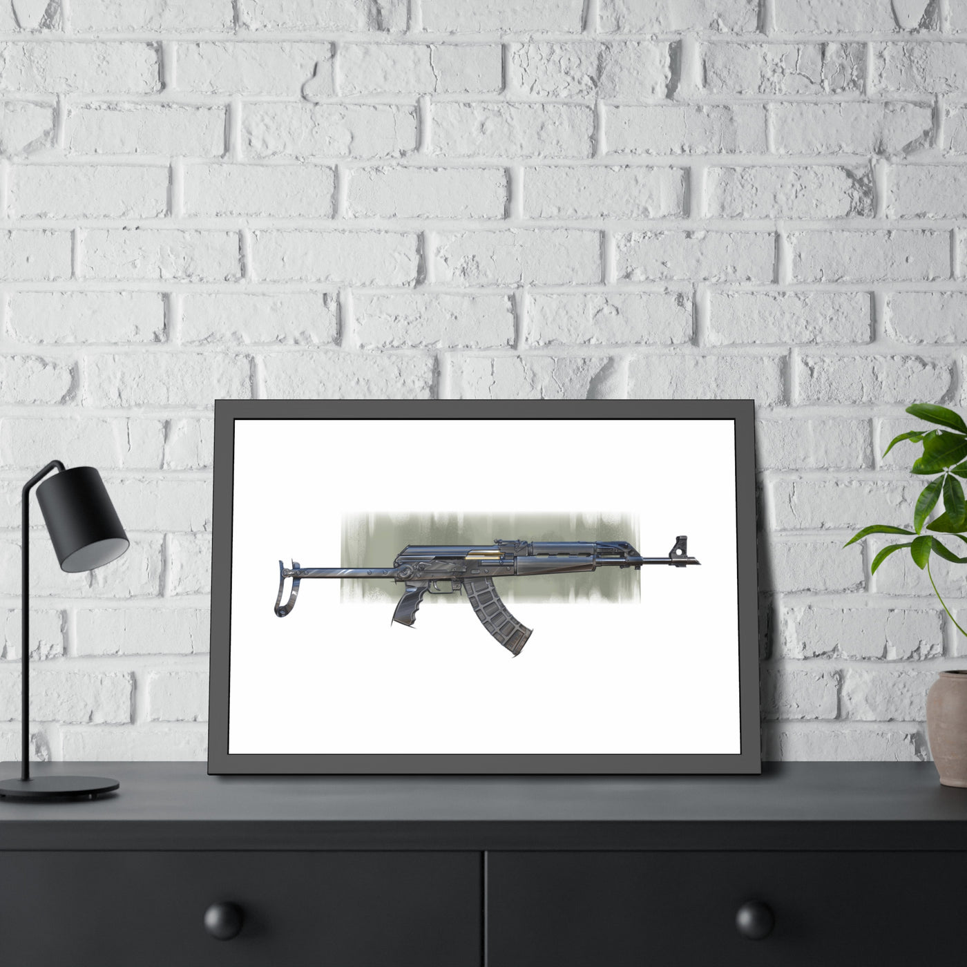 The Paratrooper / AK-47 Underfolder Painting - Black Frame - Value Collection