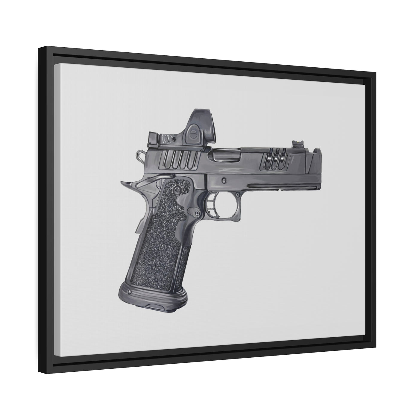 2011 Delta Pistol Painting - Just The Piece - Black Framed Wrapped Canvas - Value Collection